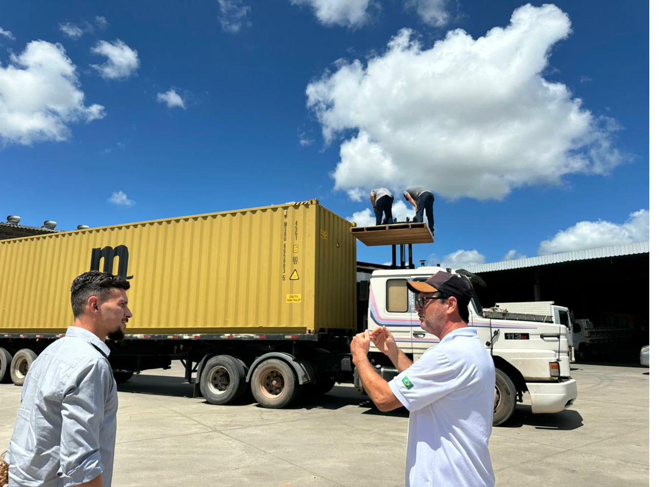 Containerized commodity export operations at a Brazilian port